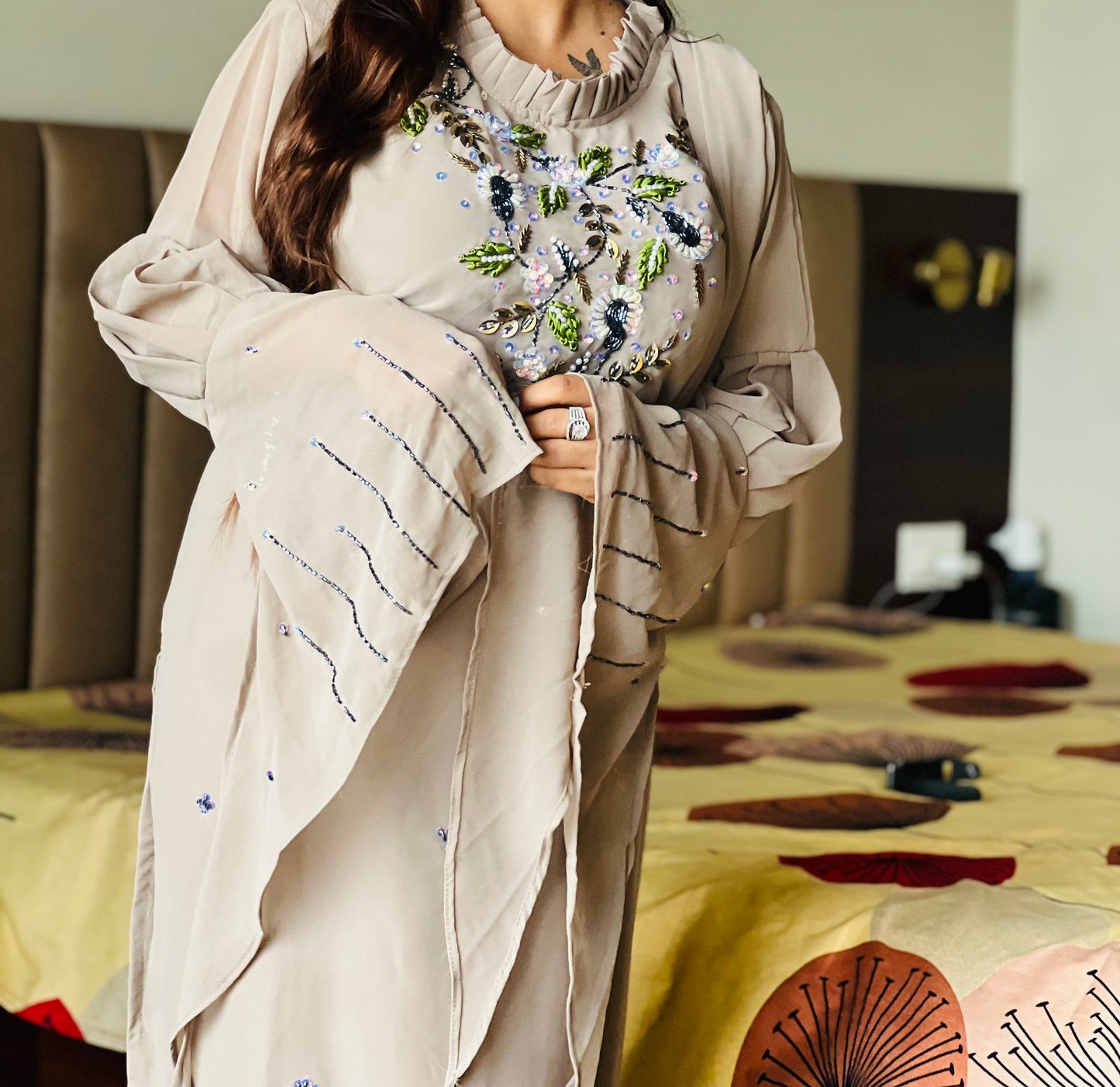 Pakistani suit with long sleeves