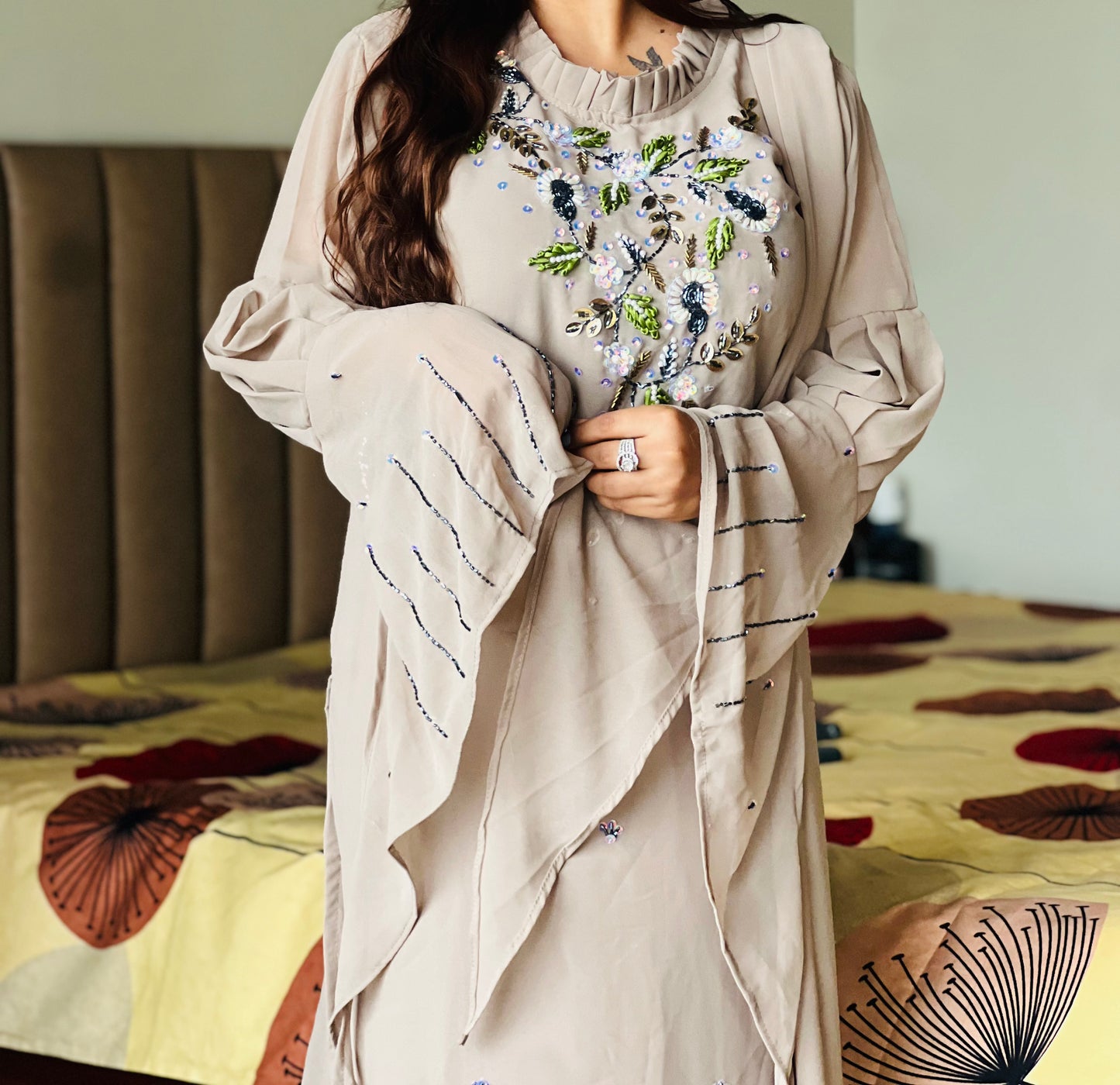 Pakistani suit with long sleeves