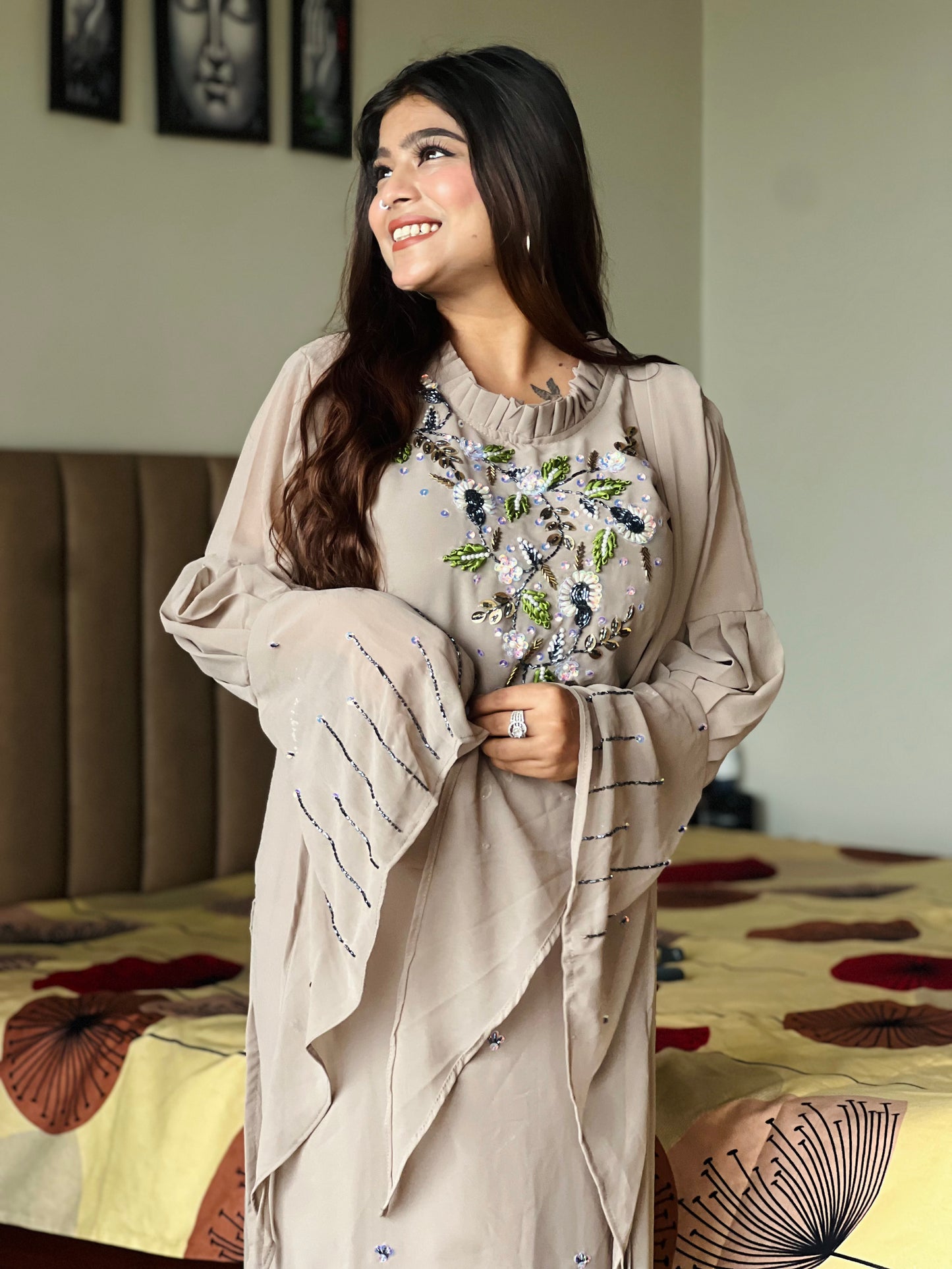 Pakistani suit with long sleeves